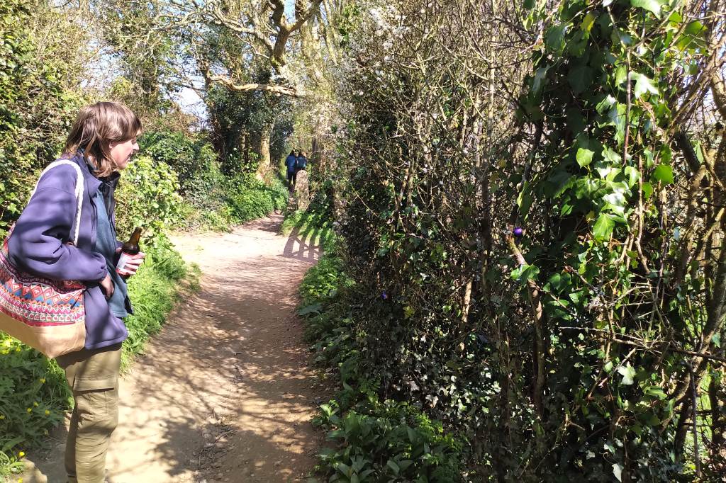 Walk with Will on Easter Day to Rosemullion where someone had put out Easter eggs